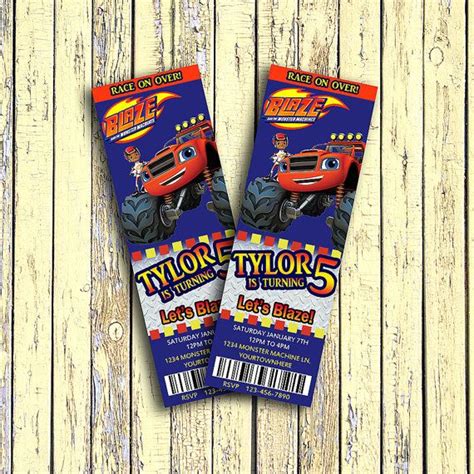 • create and edit tracks along the way! Blaze and the Monster Machines! Ticket Birthday Invitations! U-Print - (2)4x6 or (2)5x7 ...