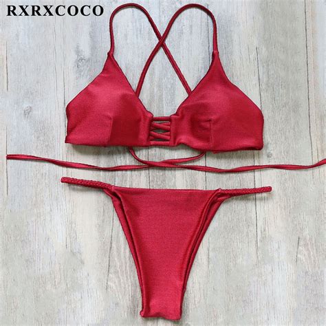 Rxrxcoco Brand Bikinis Women Set Sexy Chain Design Swimwear Woman Swimming Suit Push Up