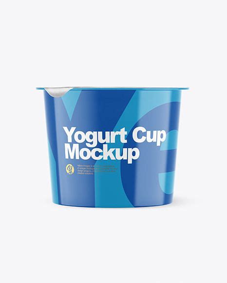 Download Glossy Plastic Yogurt Cup With Foil Lid Mockup - Front View in Cup & Bowl Mockups on Yellow ...