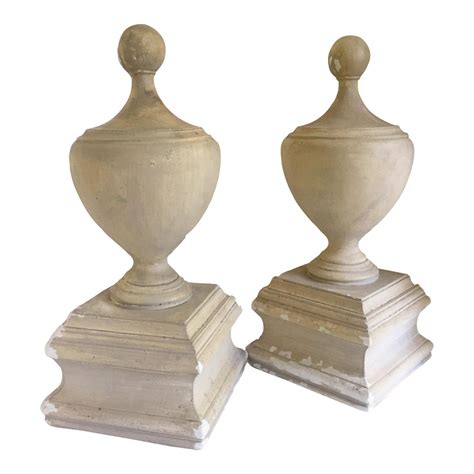 Antique Cast Plaster Pawn Finials - A Pair | Chairish