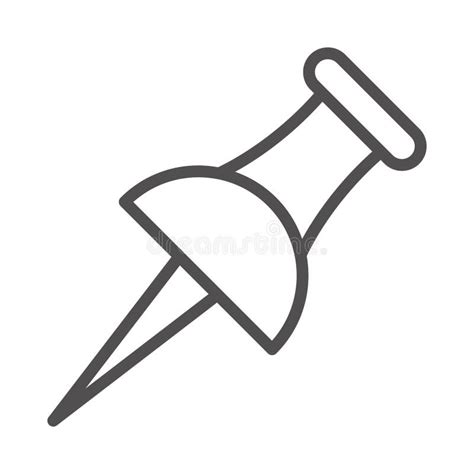 Push Pin Vector Line Icon Isolated Graphic Style In Eps 10 Simple Line
