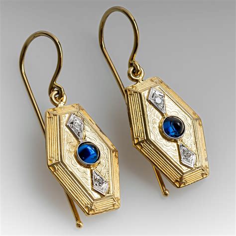 Art Deco Sapphire And Diamond Drop Earrings