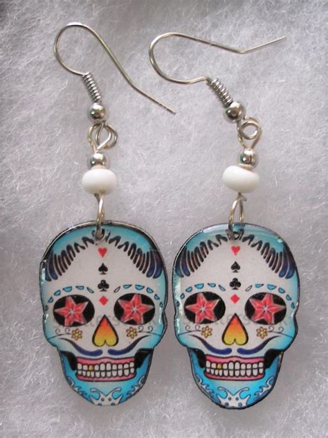 Day Of The Dead Sugar Skull Lightweight Wire Earrings Your Choice Ebay