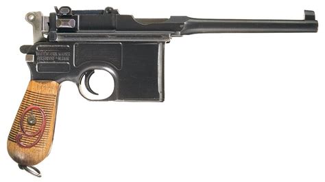 Wwi Mauser Broomhandle Red 9 Semi Automatic Pistol With Shoulder Stock