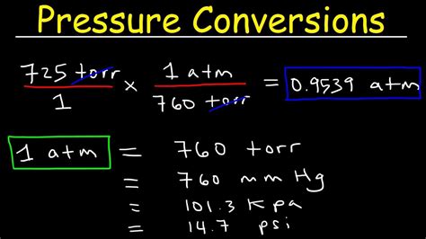 Gas Pressure Unit Conversions Torr To Atm Psi To Atm Atm To Mm Hg