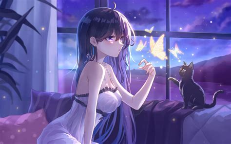 2880x1800 Anime Girl With Cats 4k Macbook Pro Retina Hd 4k Wallpapers