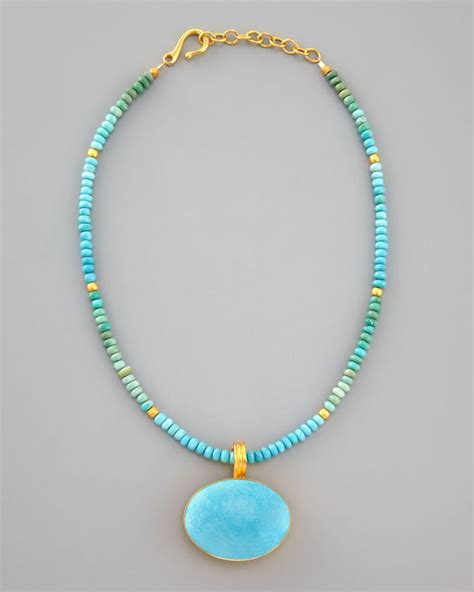 Dina Mackney Beaded Turquoise Pendant Necklace Beaded Jewelry Necklaces