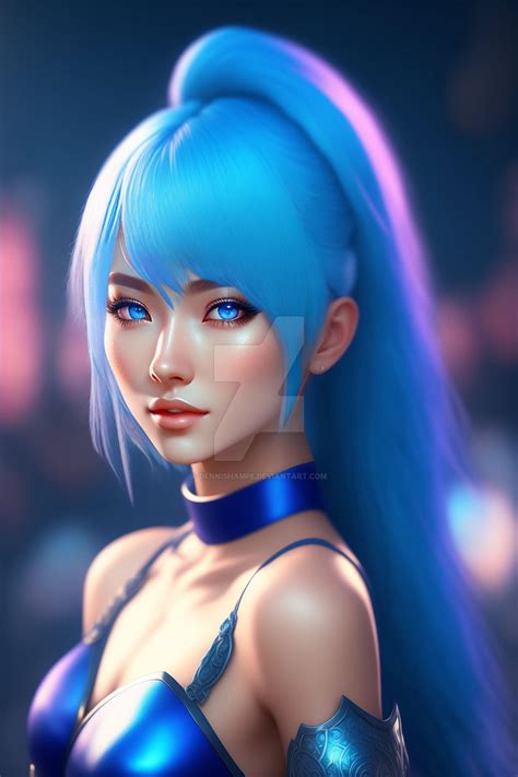 Dennis Hampe Anime Girl With Blue Hairblue Eyes By Dennishampe On Deviantart