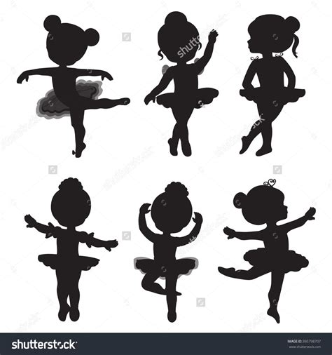Set Of Silhouettes Of Little Ballerinas Ballerina Silhouette Little Ballerina Ballerina Art