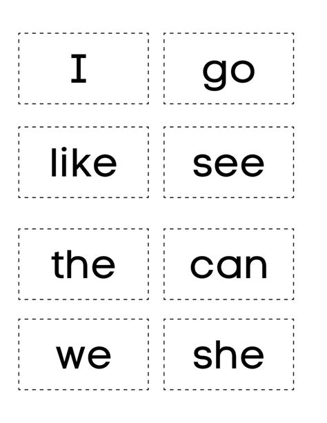 Kindergarten Sight Word Flashcards High Frequency Instant Download