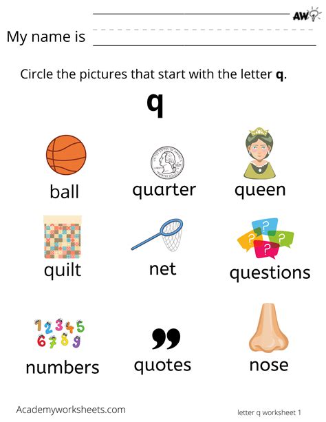 Learn The Letter Q Q Learning The Alphabet Academy Worksheets