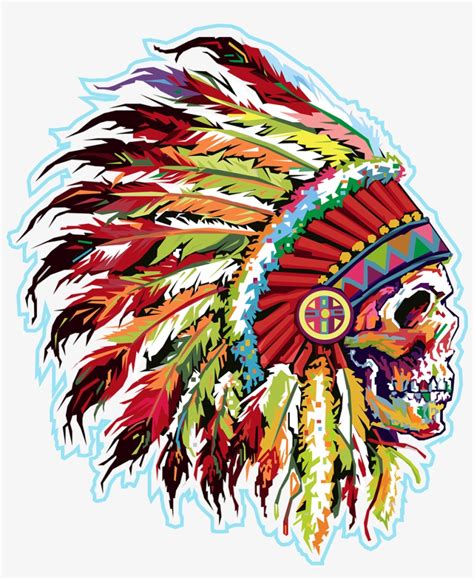Native American Headdress And Skull Drawing