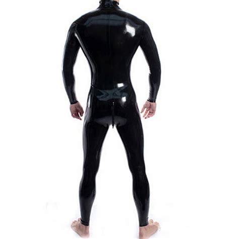 Mua Neck Entry Black Latex Catsuit Shoulder And Crotch Zipper For Men