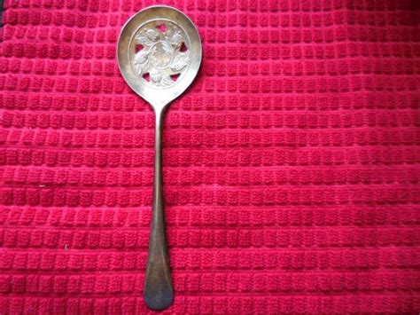 Vintage Italian Silver Plated Floral Slotted Serving Spoon Marked