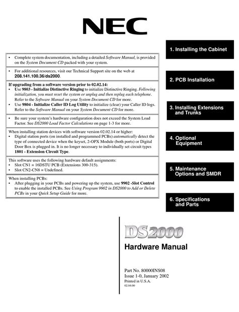 Nec Ds2000 Hardware Manual Pdf Download Manualslib