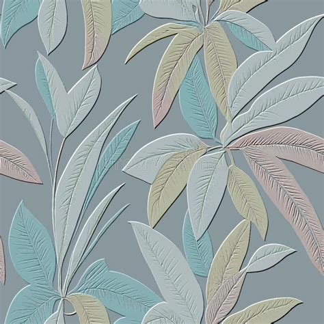 Tropical Flowers Textured 3d Seamless Pattern Floral Embossed Leafy