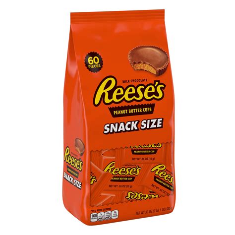 reese s milk chocolate peanut butter snack size cups candy individually wrapped 33 oz bag