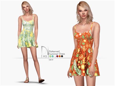 The Sims Resource Patterned Summer Dress