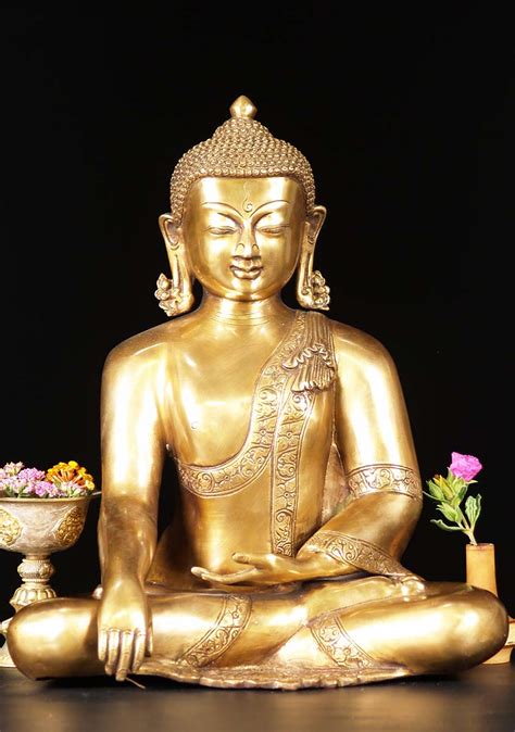 Brass Earth Touching Indian Buddha Statue 15 72bs31z Hindu Gods