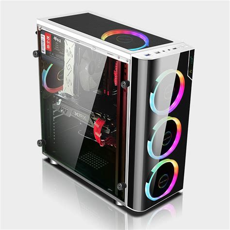 370188412mm Gaming Computer Pc Case Acrylic Full Side Transparent Rgb
