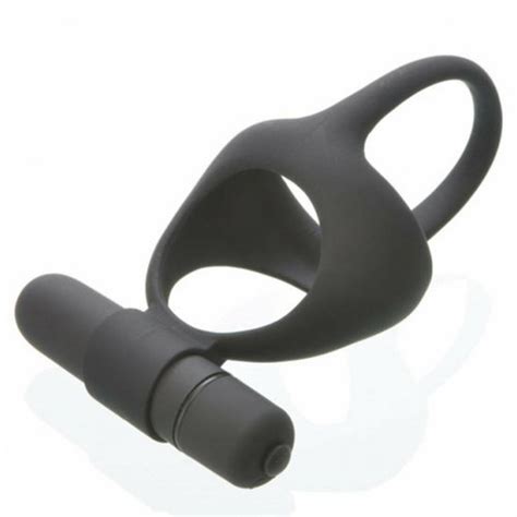 Silicone Vibrating Scrotum Cock Ring With Ball Spreader Black Sex