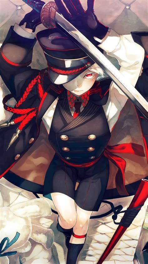 Download 1080x1920 Anime Boy Military Uniform Katana