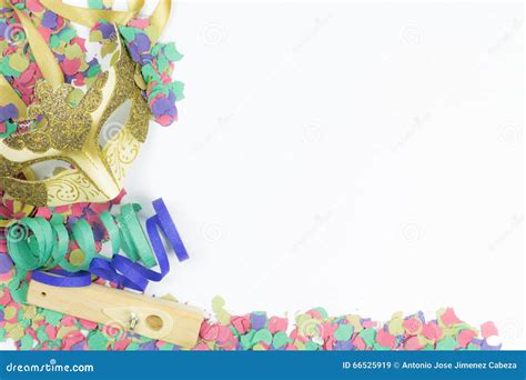 Carnival Venetian Mask Confetti And Streamers Stock Image Image Of