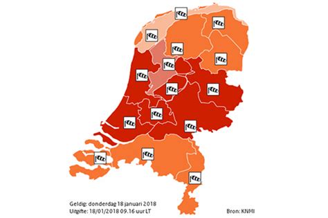 18 januari 2018, code rood in nederland. KNMI geeft code rood (weeralarm) vanwege zeer zware windstoten