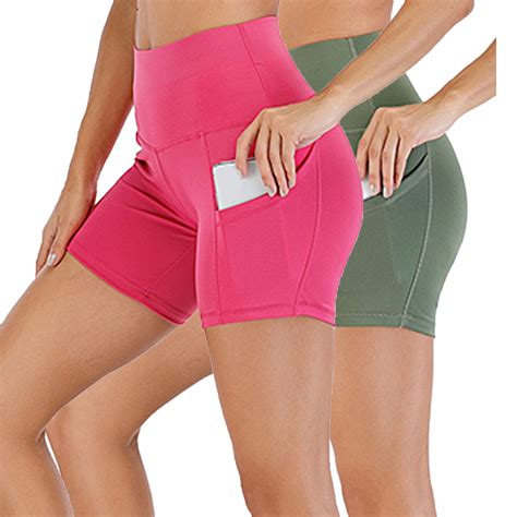 Dodoing 2 Packs High Waist Workout Butt Lifting Yoga Shorts For Women
