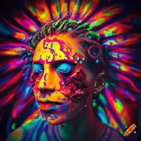 Psychedelic Profile Picture For Techno Artist With Rave Distorted Face