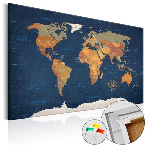 Kork Pinnwand Weltkarte Wandbilder Landkarte Leinwand ...