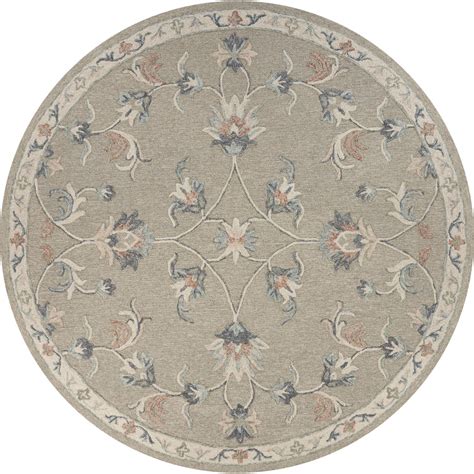 Lr Home Victorian Mirroring Floral Gray 4 Ft 10 In Round Area Rug