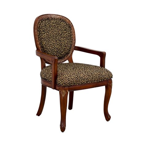 Arm chairs are very common in living rooms. 63% OFF - Leopard Upholstered Wood Arm Chair / Chairs