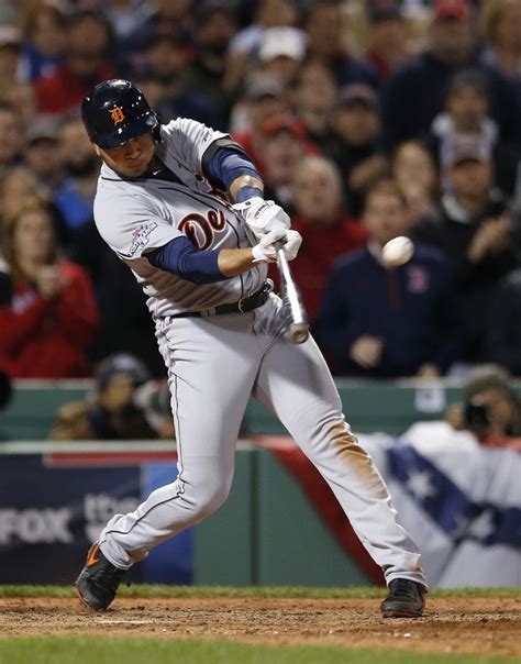 Detroit Tigers Jhonny Peralta Hits A Single Off Boston Red Sox