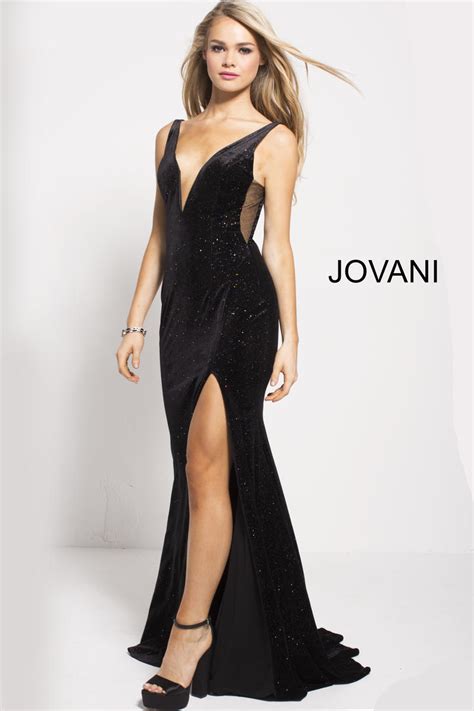French Novelty Jovani 52157 Velvet Prom Gown