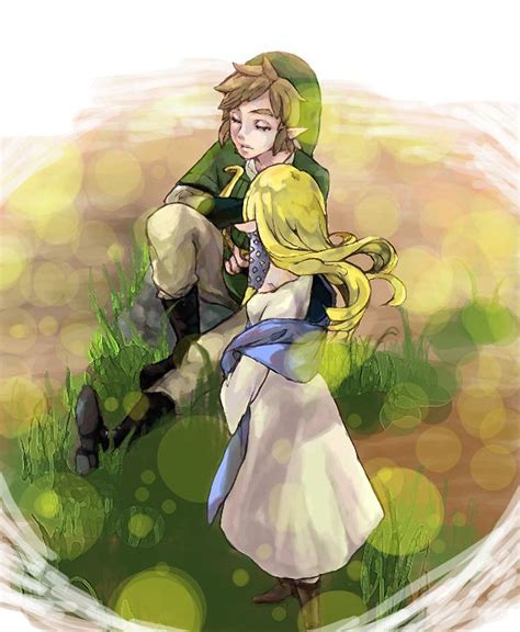 The Legend Of Zelda And Princess Zelda Are Sitting In The Grass With