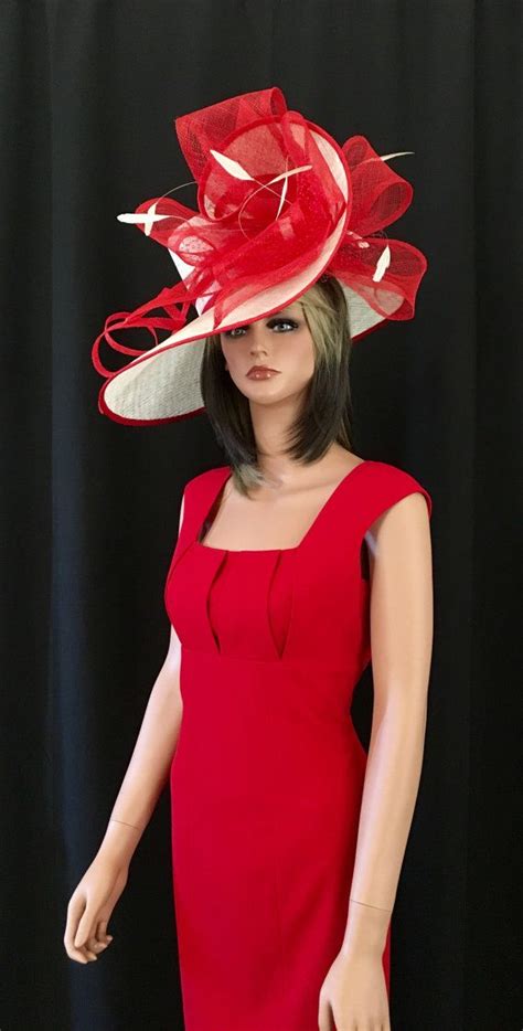 2018 Collection Kentucky Derby Red Hat Ivory Hat Red Etsy In 2020
