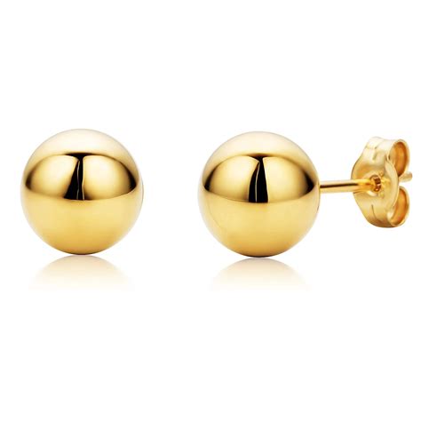 10K Yellow Gold Ball Stud Earrings EBay