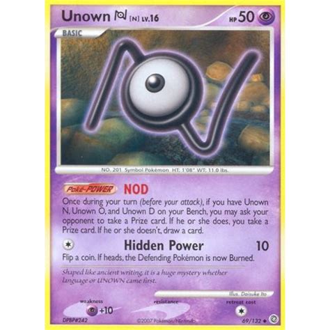 It was first published in october 1996 by media factory in japan. Unown N 69/132 Uncommon Pokemon Card (Secret Wonders)