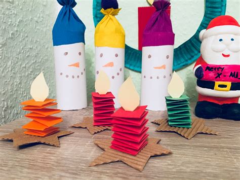 Kleine Kerzen Falten Basteln Mit Kindern Der Für Weihnachtsbasteln