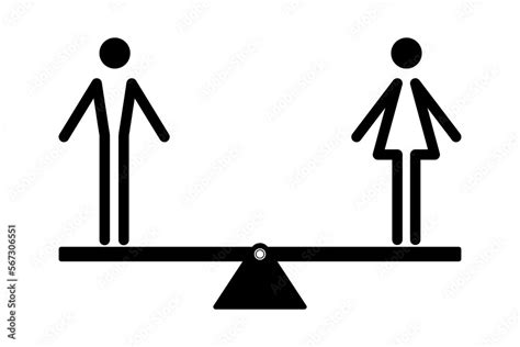 Gender Equality Concept Man And Woman Icon On A Seesaw Ilustração Do