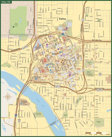 Tulsa Downtown Wall Map Laminated Wall Maps Of The World Sexiz Pix
