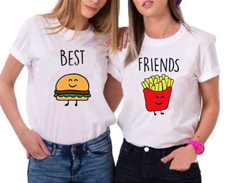 Women T Shirt Harajuku Hamburger Chips Best Friend Print T Shirt 2018