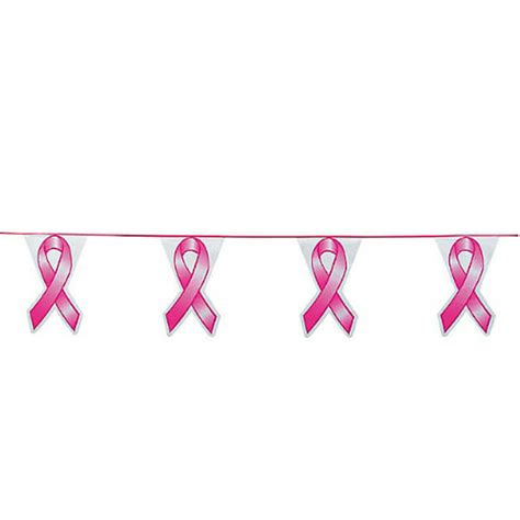 Pink Ribbon Pennant Banner Breast Cancer Awareness