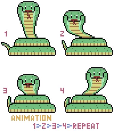 Premium Vector Pixel Art Snake Animation Isolated