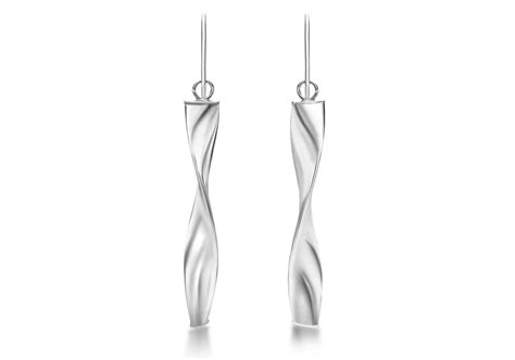 9ct White Gold 6mm X 43mm Twist Drop Earrings Width 6mm Height 43mm Fitting Hook Style Drop