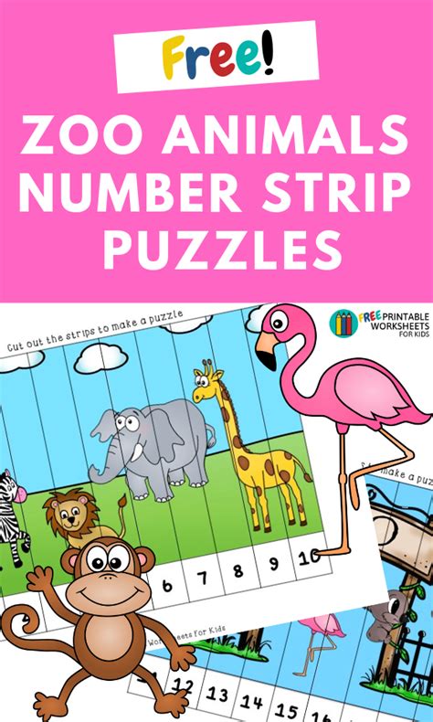 Cute Zoo Animals Number Strip Puzzle For Learning 1 20 Sequencing