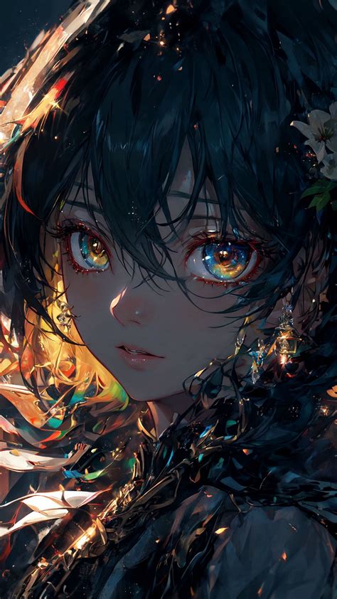 Download Wallpaper 1440x2560 Girl Glow Eyes Art Anime Qhd Samsung