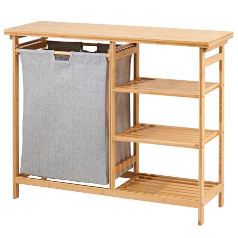 Mdesign Bamboo Wood Laundry Furniture Storage And Hamper Natural Finish