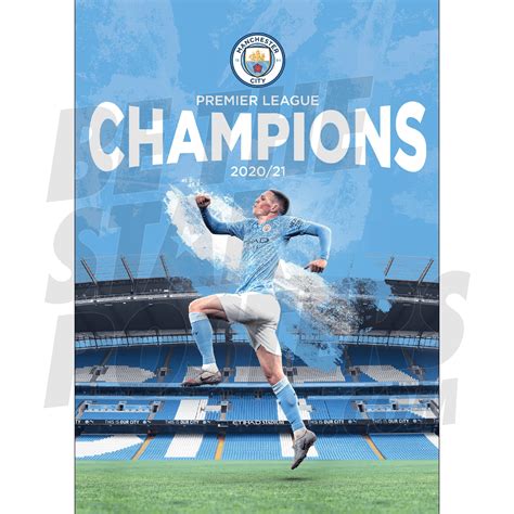 Manchester City Premier League Champions 20 21 Phil Foden Poster A3